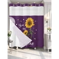 thumbnail image 4 of Purple Sunshine Sunflower No Hook Shower Curtain Waterproof,Bathroom Curtains with Snap in Liners and See Through Top Window,Pastoral Bees Farmhouse Floral Hotel Bathtub Curtains Shower 72"Wx78"L, 4 of 8