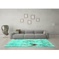thumbnail image 3 of Ahgly Company Machine Washable Indoor Square Abstract Turquoise Blue Contemporary Area Rugs, 7' Square, 3 of 4