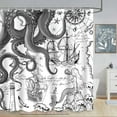 thumbnail image 3 of 84 Inch Extra Long Black Gray Nautical Octopus Shower Curtain Grey Mermaid Funny Ocean Kraken Shower Curtains for Bathroom Cool Coastal Map Waterproof Fabric Bath Curtain 72 x 84, 3 of 6
