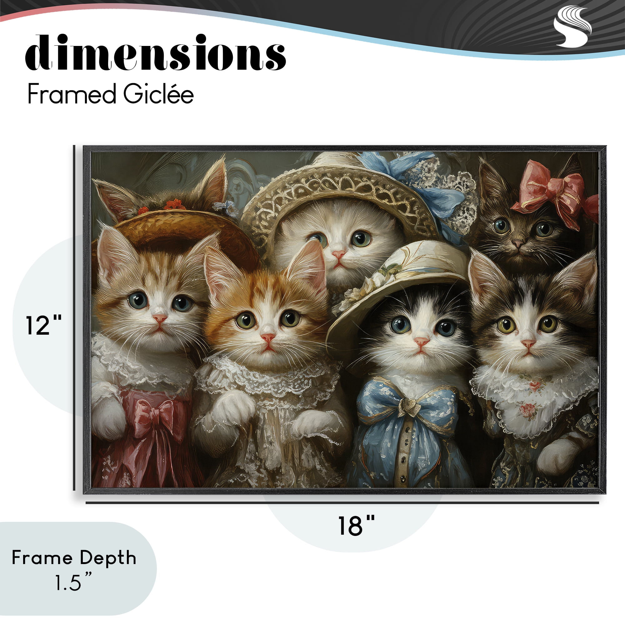 Stupell Industries Fashionable Vintage Cats Black Framed Giclee Art, design by The Wands Want