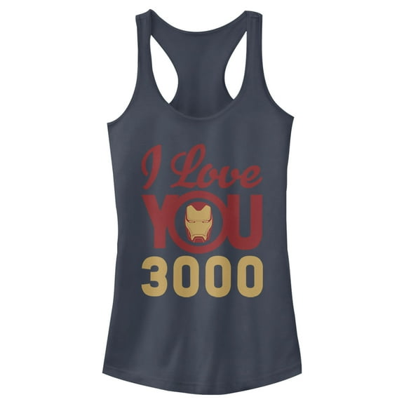 Junior's Marvel Iron Man Love 3000 Racerback Tank Top Indigo Large