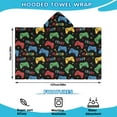 thumbnail image 2 of Multicolor Controllers Games Text Black Pattern Hooded Bath Towel，50"x30" for Ages 3 To 12 Kids, Quick Dry Lightweight Soft Microfiber Hood Beach Towel Cover Up for Kids, 2 of 7
