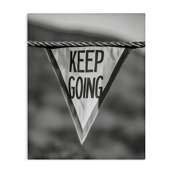 Stupell Industries Keep Going Pennant Text & Numbers Photography Wrapped Canvas Art Print Wall Art, 16 x 20