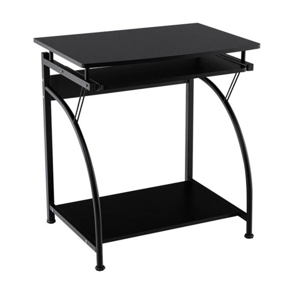 Demi Bonn 27.5" Laptop Table Computer Desk for Small Spaces with Pull-out Keyboard Tray, Small Home Office Desk Study Writing Table, Black
