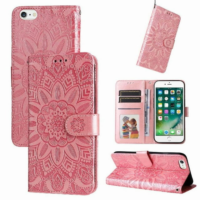 Funda tipo cartera GANGXUN para iPhone 6 Plus , diseño girasol, cuero PU, soporte, cierre magnético, tarjetero