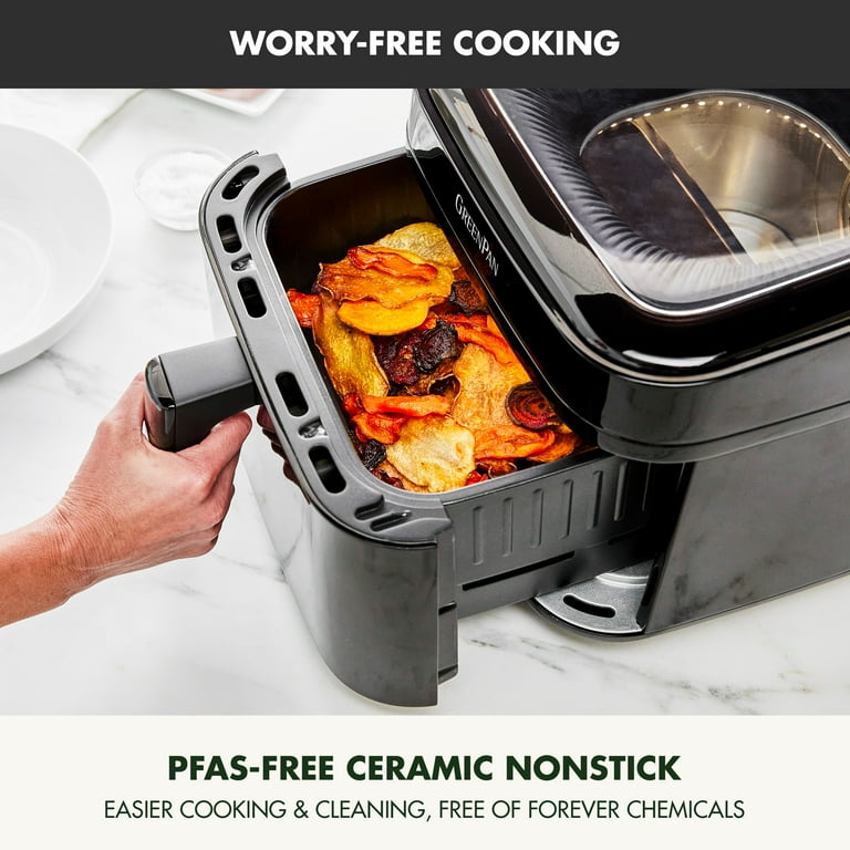 GreenPan Cyclone 7QT Air Fryer - 12-in-1 With View Window, Halogen Heating, PFAS-Free