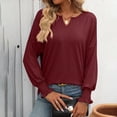 thumbnail image 4 of LEBONYARD Womens Tops Long Sleeve Fall Clearance,Women Striped Patchwork Knitted Sweater With Long Sleeved V-Neck Sweater Tops Wine XL, 4 of 6