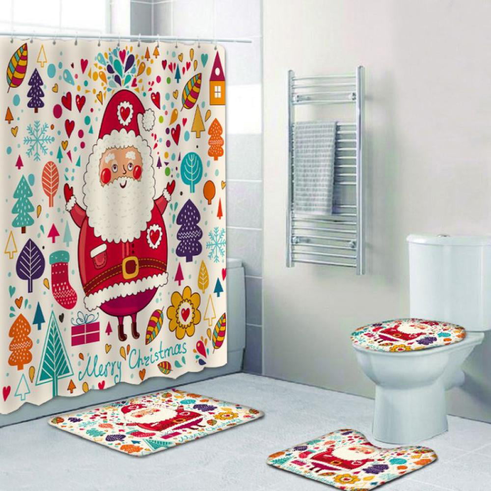 2020 Merry Christmas Toilet Seat Cover Xmas Sonwman Bathroom Mat Home Decoration 