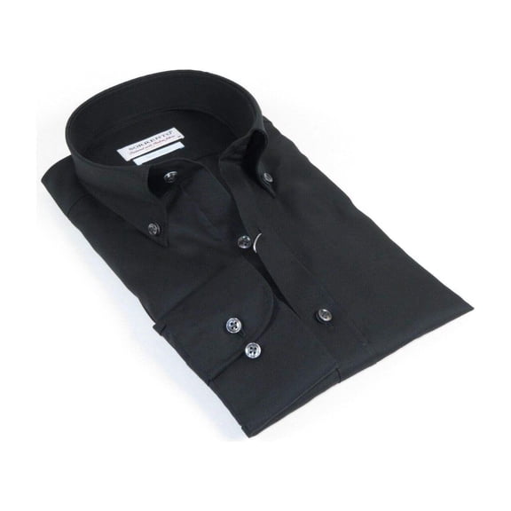 Mens 100% Italian Cotton Shirt Non Iron SORRENTO Button Down Oxford 4531 Black