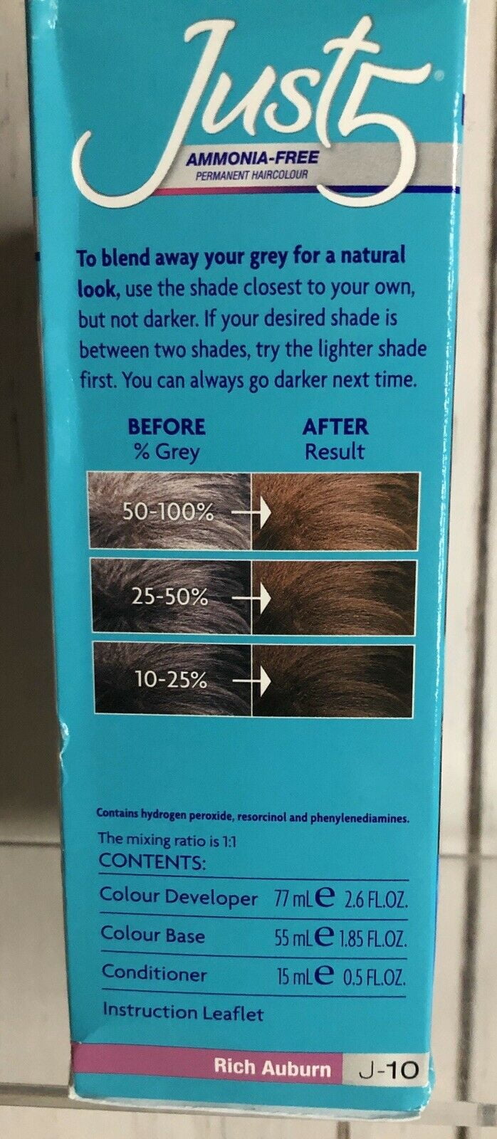Just 5 Permanent Hair Colour Rich Auburn, [J-10] 1 ea (Pack of 3)