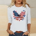 thumbnail image 3 of lcziwo 3/4 Length Sleeve Womens Tops Cotton 4Th Of July Family T Shirt Plus Size Celebration Independence Day Casual Round Neck Tee Top White XXXL, 3 of 6