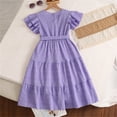 thumbnail image 5 of Pounoo New Kids Dresses Girls Girls Dress Casual Ruffle Sleeveless A Line Summer Dresses Girls Dresses 7-8, 5 of 9