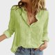 thumbnail image 2 of Blusa holgada con botones y solapa para mujer: manga larga, color liso, tops informales para el trabajo, 2 of 5