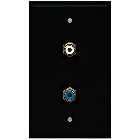 RiteAV - Black 1 Port RCA White 1 Port RCA Blue Wall Plate