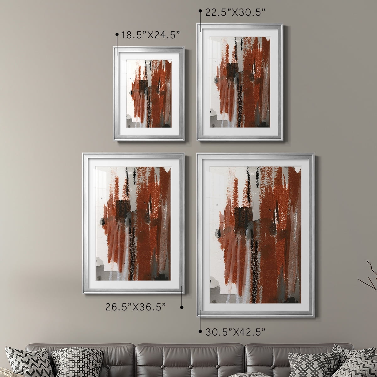 Wexford Home Loft Pastel V Premium Framed Print, 30.5" x 42.5" - Ready to Hang, Silver (Set of 2)