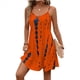thumbnail image 1 of Vestido de Verano para Mujer, con Tirantes Finos, Informal, Estampado, Bohemio, Floral, para Playa, Naranja y Rojo, Talla S, 1 of 9