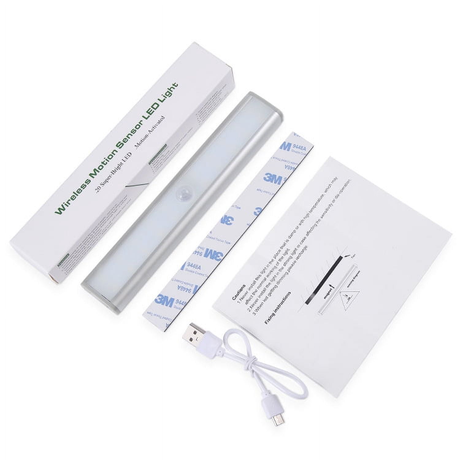 30 LED Under Cabinet Lights, USB Rechargeable Closet Lighting kit with Motion Sensor and Magnetic Strip for Wardrobe, Kitchen Wireless Lighting, 3 Pack