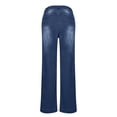 thumbnail image 5 of Bibifish Womens Jeans Dark Blue Drawstring Waist Wide Leg Denim Pants Side Pocket Soft Oversized Fit Casual Daily Outings Streetwear Trendy Jeans, 5 of 5