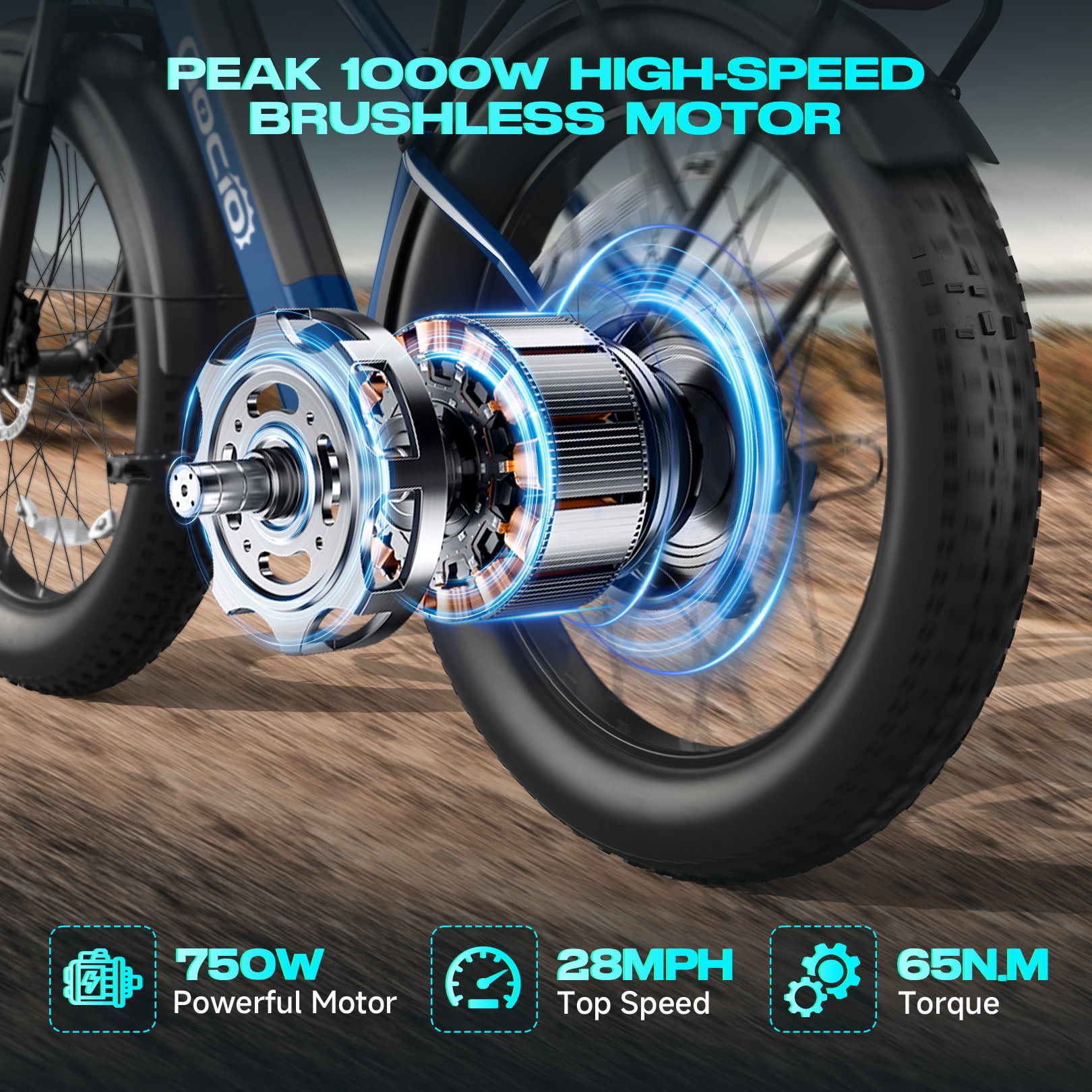Gocio UL2849 Certified 26"x4.0 Fat Tire Electric Bike for Adults, 1500W Peak Motor, 48V 15Ah Battery, 25MPH Max Speed, Off-Road Mountain E-bike