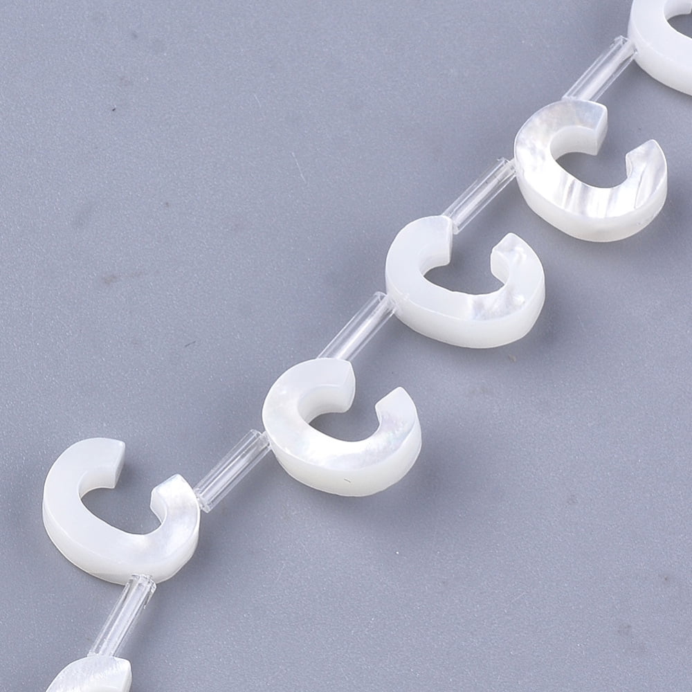 50 pc Natural Sea Shell Beads White Shell Mother of Pearl Shell Top Drilled Beads Letter.C 10x2.5~11.5x3mm Hole: 0.8mm