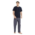 thumbnail image 2 of GLOBAL Men's Short Sleeve Pajama Sets Knit Soft Top & Woven Pajama Pants Sleepwear Elastic Waistband PJs S-XXL, 2 of 5