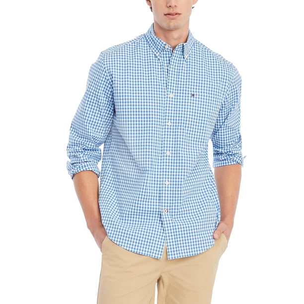 Camisa Tommy Hilfiger de manga larga con botones, casual, azul M