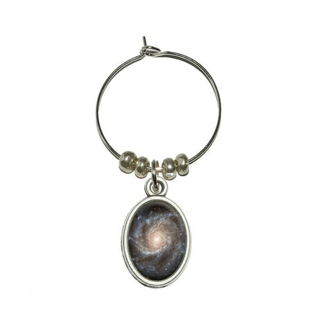 Spiral Galaxy - Hubble Space Oval Wine Glass Charm
