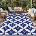 thumbnail image 2 of Retro Rhombus Outdoor Rug for Patio/Deck/Porch, Non-Slip Large Area Rug 6 x 9 Ft, Morocco Abstract Geometric Art Navy Blue Indoor Outdoor Rugs Washable Area Rugs, Reversible Camping Rug Carpet Runner, 2 of 8
