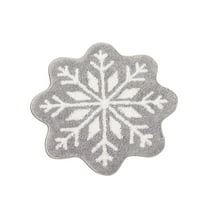LanSuare Christmas Gray Snowflake Rugs, 24Inch Non-Slip Washable Soft Round Shaped Washable Welcome Mat, for Home, Patio, Kitchen, Outdoor, Living Room