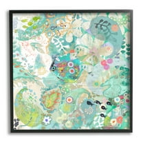 Stupell Industries Green Paisley Fish Pattern Botanical & Floral Painting Black Framed Art Print Wall Art, 24 x 24