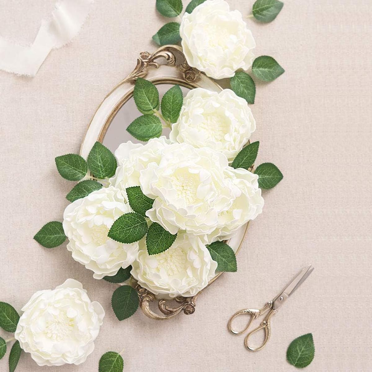 Passage 7 Flowers 16pcs Burnt Orange Rust Blooming Peonies Artificial Flowers with Stem, Artificial Peony Flowers for DIY Wedding Decorations Centerpieces Bouquets Boutonnieres (White)