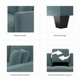 thumbnail image 6 of Stockton 112W U Shaped Sectional Couch in Turkish Blue Herringbone Fabric, 6 of 10