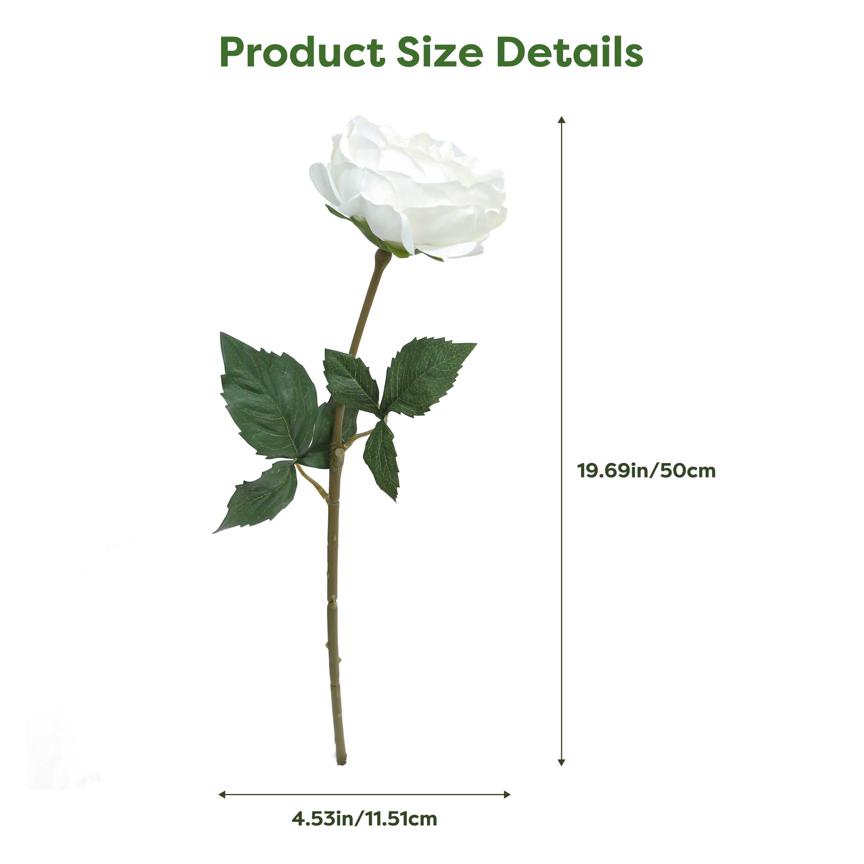 My Texas House Faux Peony Stem, White, 20