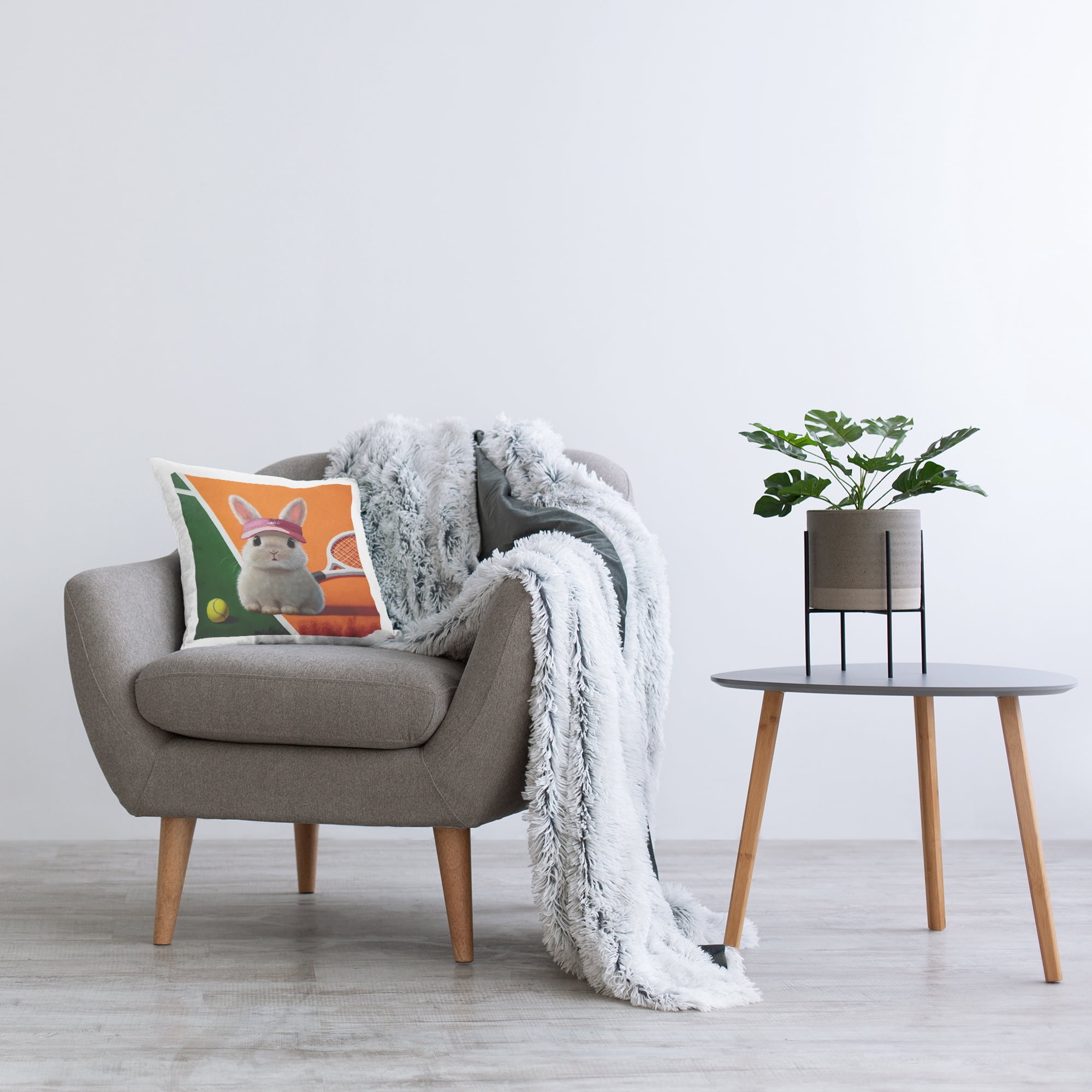 Stupell Industries Match Ready Tennis Bunny Decorative Printed Throw Pillow, design by Lucia Heffernan, 18 x 7 x 18