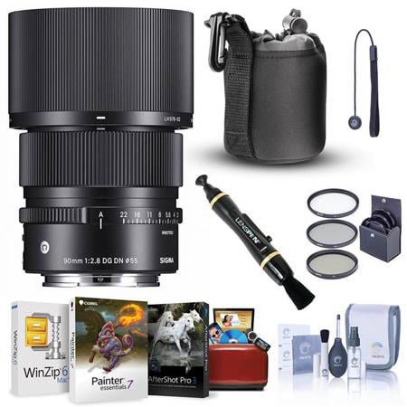 UPC: 0192223194540 | 90mm f/2.8 DG DN Contemporary Lens for Leica L  Bundle with Corel Mac Software Kit  Filter Kit  Pouch  Lens Cleaner  Cleaning Kit  Lens Cap Tether