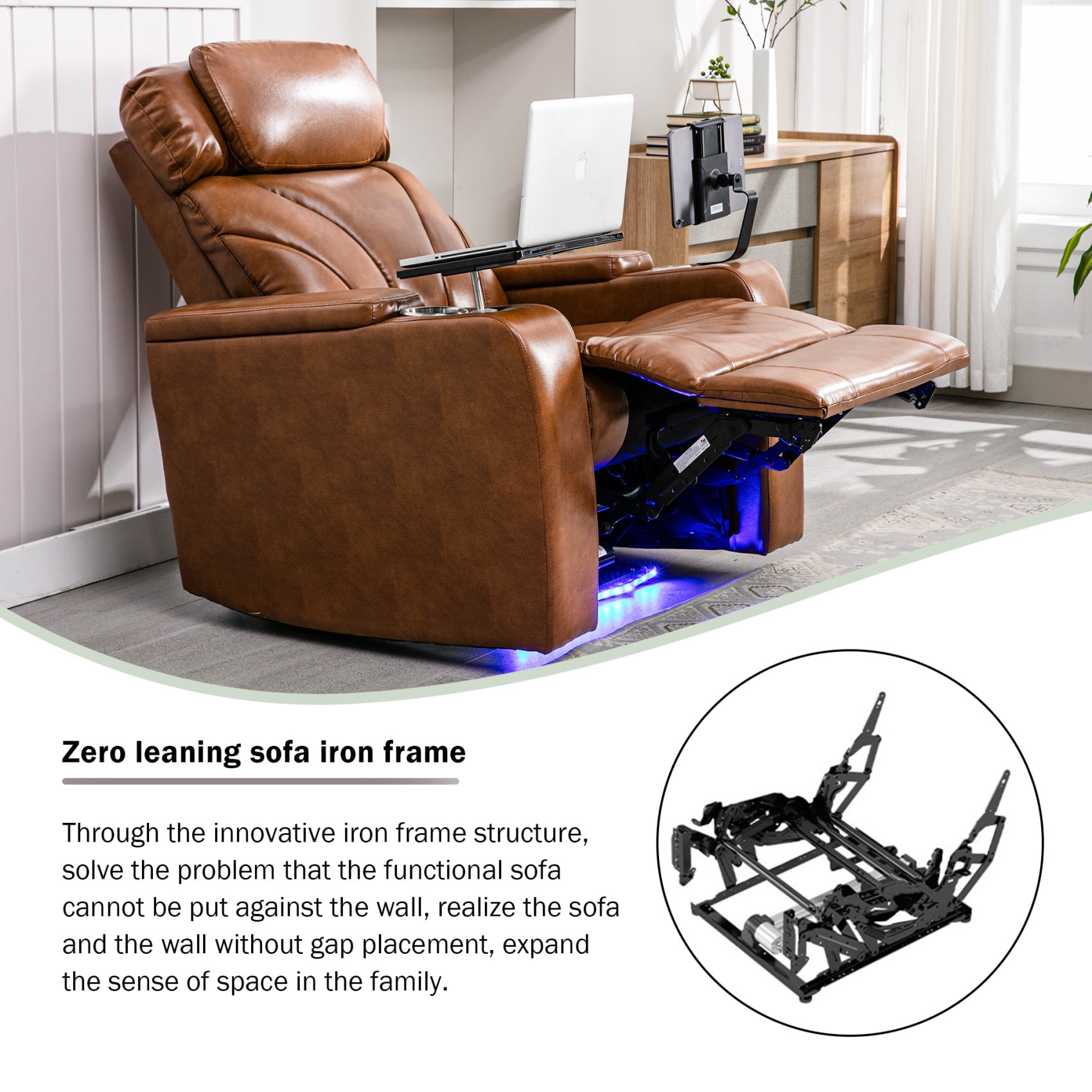 Harper & Bright Designs Electric Power Motion Recliner Chair with USB Charging & Bluetooth Speaker, Power Lift Recliner w/ Hidden Storage, Cup Holders, Home Theater Living Room Chair, Light Brown