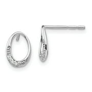 Sterling Silver White Ice Diamond Post Earrings 10x8 mm (0.03 cttw, I1-I3 Clarity, I-J Color)