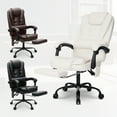 thumbnail image 6 of Hoffree Executive Office Chair Massage and Footrest Ergonomic Computer Desk Chair Reclining High Back Leather Office Chair Lumbar Back Support Swivel Rolling for Home Office Beige, 6 of 9