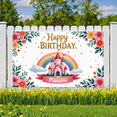 thumbnail image 7 of Pink Theme Happy Birthday Banner Princess Castle Flower Backdrop for Kids Party Celebration Decoration, 7 of 7