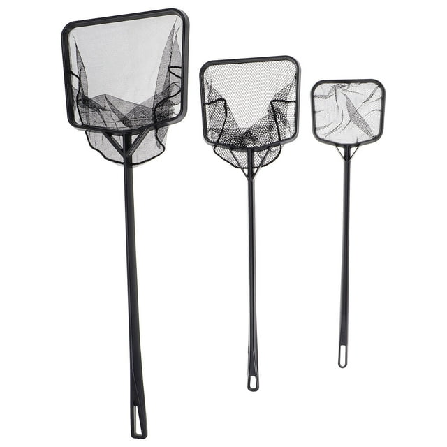 Shisuyan Black Fishing Net with ABS Material for Fish Tank and Swimming Pool Use 3pcs Set Includes Three Sizes