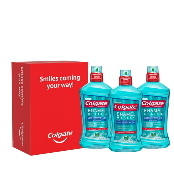 Colgate Enamel Health Anticavity Fluoride Mouthwash, Sparkling Fresh Mint, 1L, 3 Ct Walmart