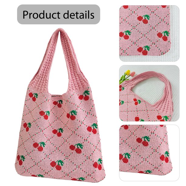 Comestibles Ganchillo Bolso Mano Femenino Color Contrastante