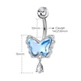 thumbnail image 3 of 2PCS Belly Button Rings Dangle Butterfly Heart Opal 316L Stainless Navel Ring 14G Curved Barbell Body Piercing Jewelry, 3 of 16