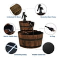 thumbnail image 5 of Wooden Barrel Waterfall Fountain - 2-Tier Outdoor Garden Fountain with Electric Pump - Rustic Patio Decor - 3 Gallon Capacity, 5 of 9