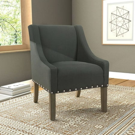- HomePop Modern Swoop Accent Chair with Nailhead Trim