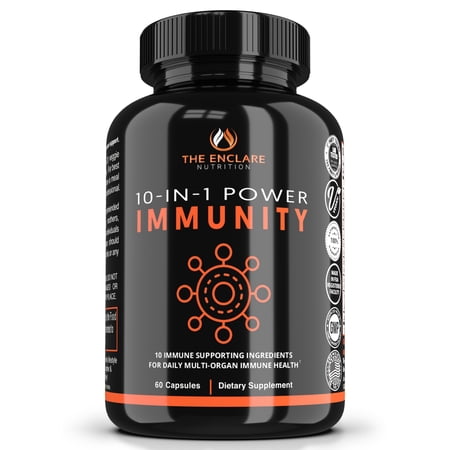The Enclare Nutrition Emergency Immune Support for Adults, Vitamin C, Zinc, Echinacea, 60ct with Box