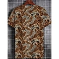 thumbnail image 3 of Men'sT-Shirt - Brown and Black Animal Printed Short Sleeve Crew Neck, Lightweight Summer Casual and Restaurant Wear, Durable and Comfortable Fabric Suitable for Daily Wear, Fashion Versatile Top, 3 of 6