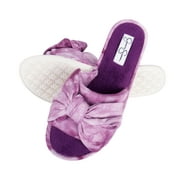 Jessica Simpson Womens Plush Open Toe Slide On House Slipper with Bow