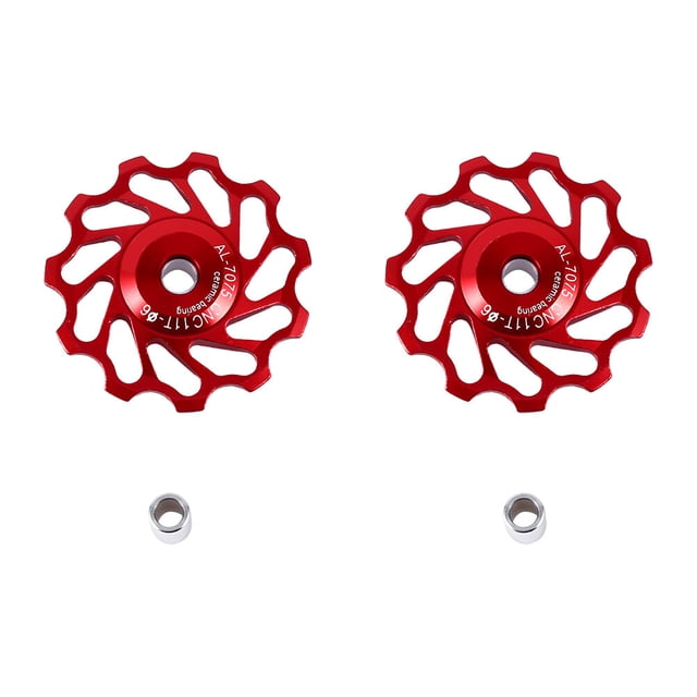Poleas de cambio trasero para bicicletas de montaña y carretera Ruedas jockey de aleación CNC de 11 dientes de color rojo