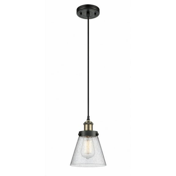 916-1P-BAB-G64-Innovations Lighting-Cone - 1 Light Cord Hung Mini Pendant In Industrial Style-9 Inches Tall and 6 Inches Wide-Black Antique Brass